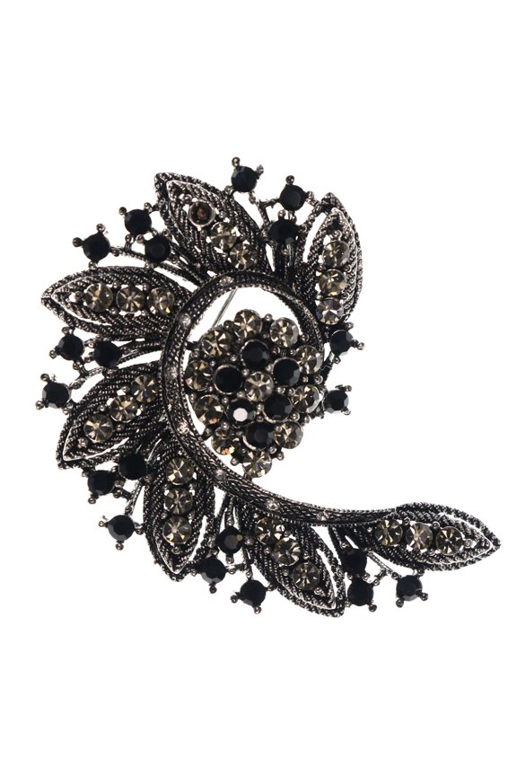 Brooch-Pin Black/Silver-Tone