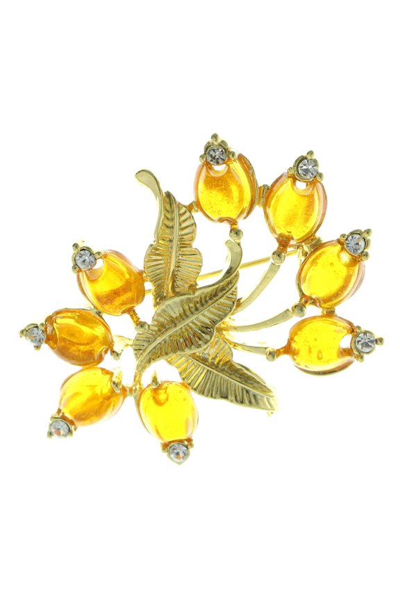 Brooch-Pin Gold-Tone/Orange