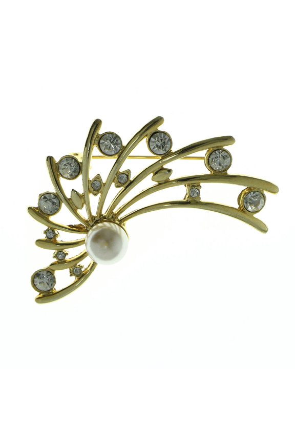 Brooch-Pin Gold-Tone/White