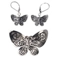 thumbnail image 1 of Mi Amore Butterfly Convertible Necklace Pendant Pin-Earring-Set Silver-Tone, 1 of 2
