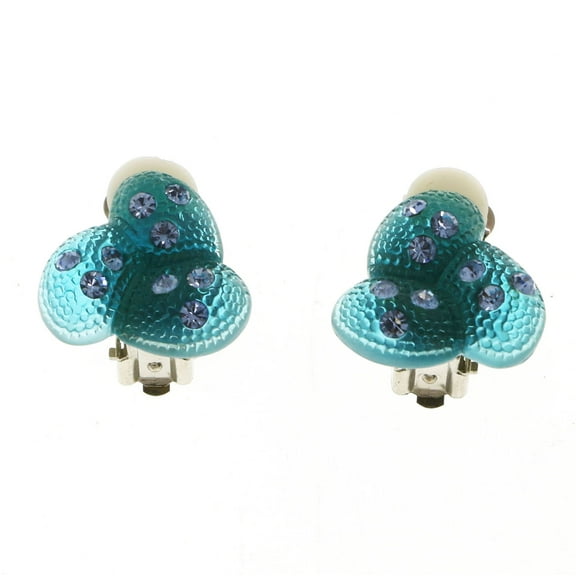 Mi Amore Clip-On-Earrings Silver-Tone/Blue