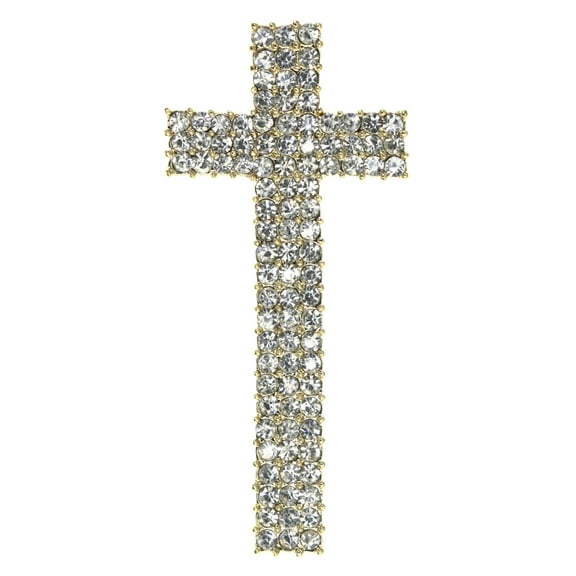 Mi Amore Cross Brooch-Pin Gold-Tone/Silver-Tone