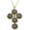 thumbnail image 1 of Mi Amore Cross Necklace-Earring-Set Gold-Tone/Gray, 1 of 3