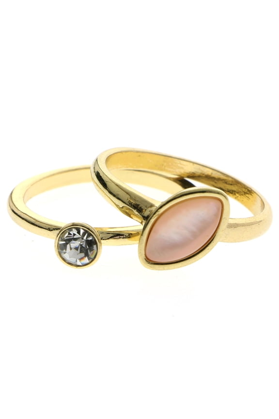 Crystal Multiple-Ring-Set Gold-Tone/Pink Size 8.00