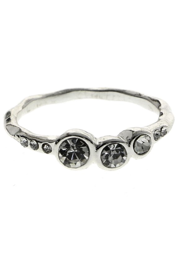 Crystal Sized-Ring Silver-Tone Size 10.00