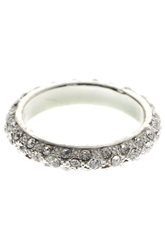 Crystal Sized-Ring Silver-Tone Size 7.00