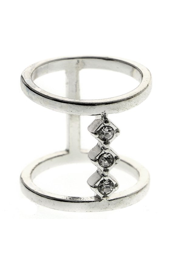 Crystal Sized-Ring Silver-Tone Size 7.00