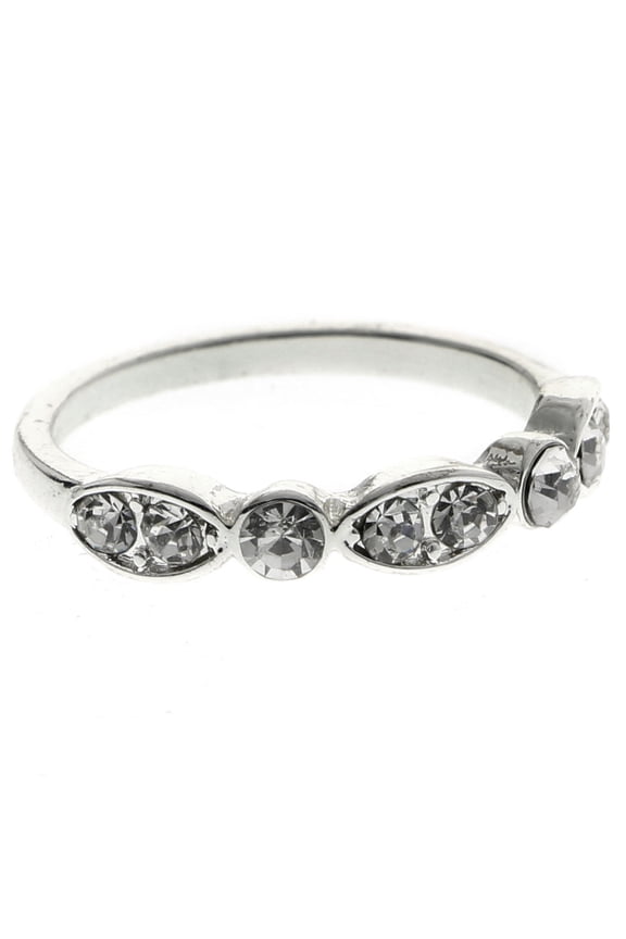Crystal Sized-Ring Silver-Tone Size 7.00