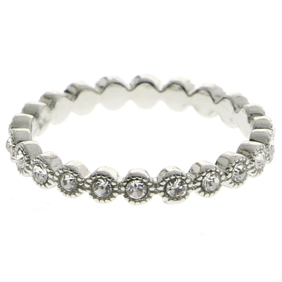 Mi Amore Crystal Sized-Ring Silver-Tone Size 7.00