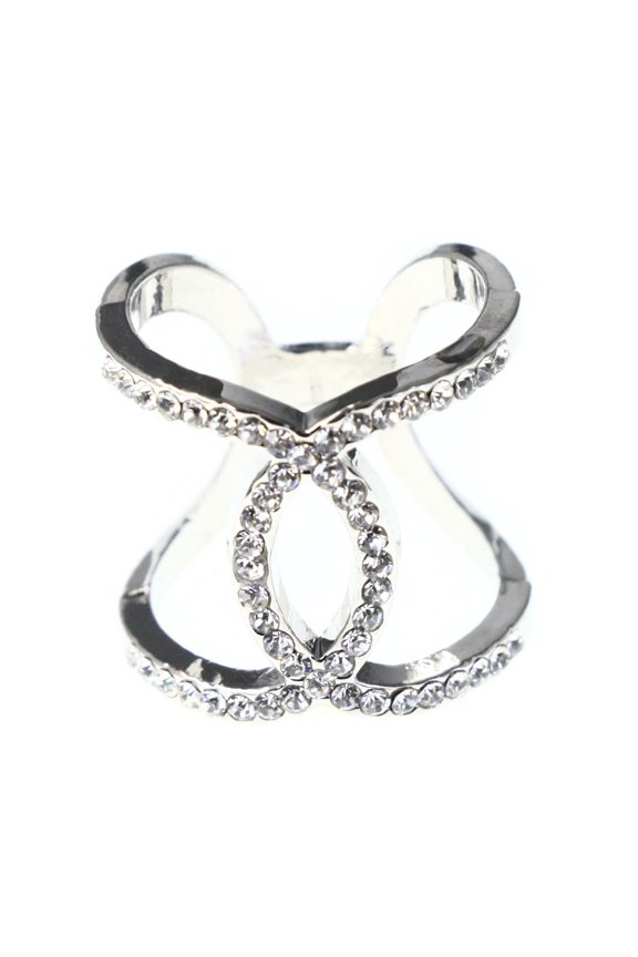 Crystal Sized-Ring Silver-Tone Size 9.00
