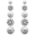thumbnail image 1 of Mi Amore Cubic-Zirconia Multiple-Earring-Set Silver-Tone/White, 1 of 2
