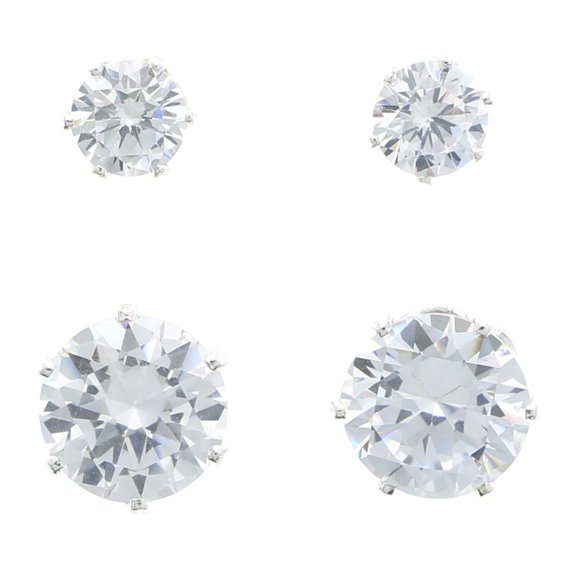 Mi Amore Cubic-Zirconia Multiple-Earring-Set Silver-Tone