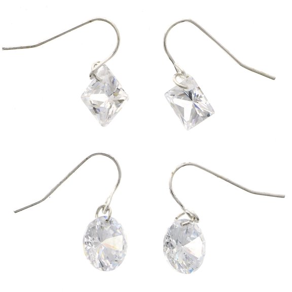 Mi Amore Cubic-Zirconia Multiple-Earring-Set Silver-Tone