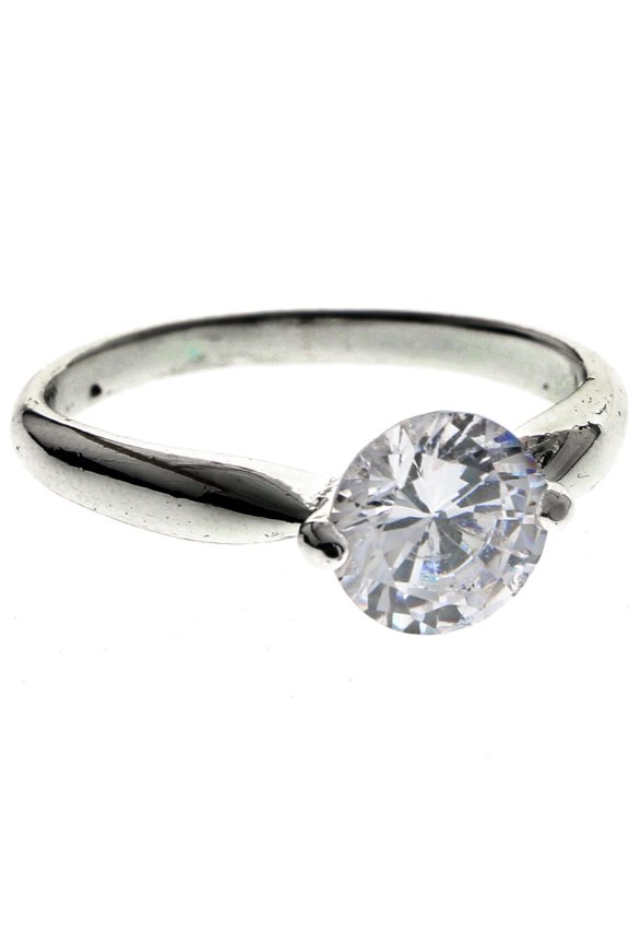 Cubic-Zirconia Sized-Ring Silver-Tone Size 9.00