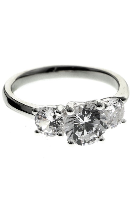 Cubic-Zirconia Sized-Ring Silver-Tone Size 9.00