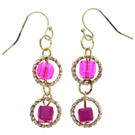Mi Amore Dangle-Earrings Pink/Gold-Tone