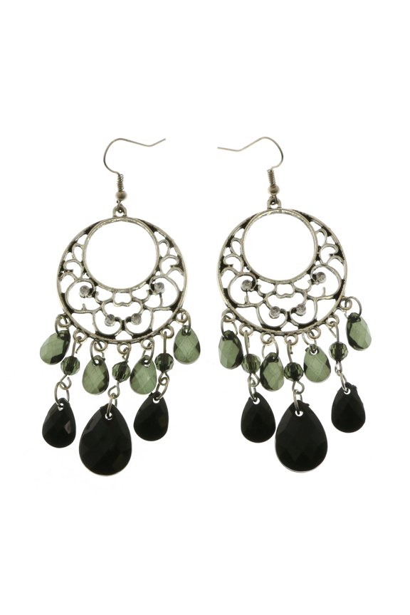 Dangle-Earrings Silver-Tone/Black