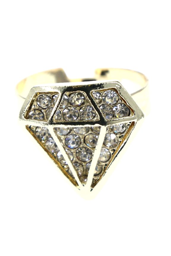 Diamond Shape Adjustable-Ring Gold-Tone/Silver-Tone Size: Adjustable