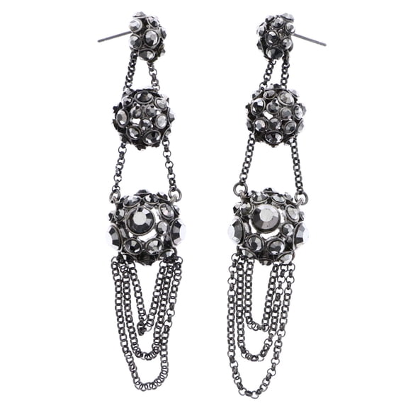 Mi Amore Drop-Dangle-Earrings Black/Silver-Tone