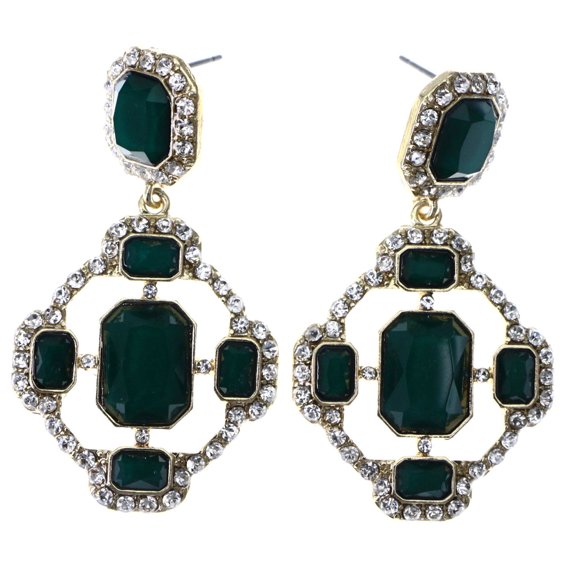 Mi Amore Drop-Dangle-Earrings Green/Silver-Tone