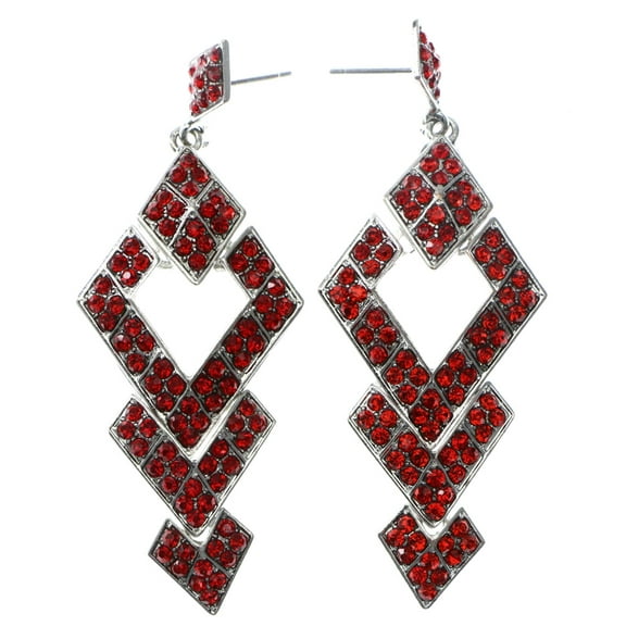 Mi Amore Drop-Dangle-Earrings Red/Silver-Tone