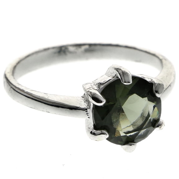 Mi Amore Faceted Sized-Ring Silver-Tone/Green Size 7.00