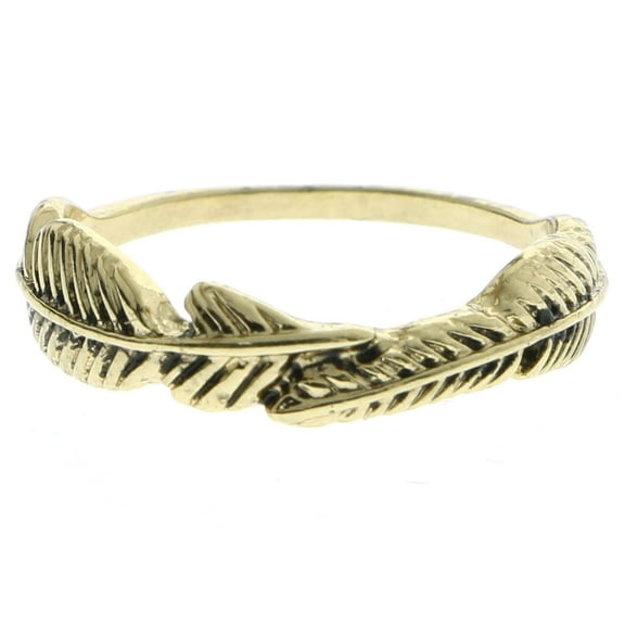 Mi Amore Feather Sized-Ring Gold-Tone Size 7.00