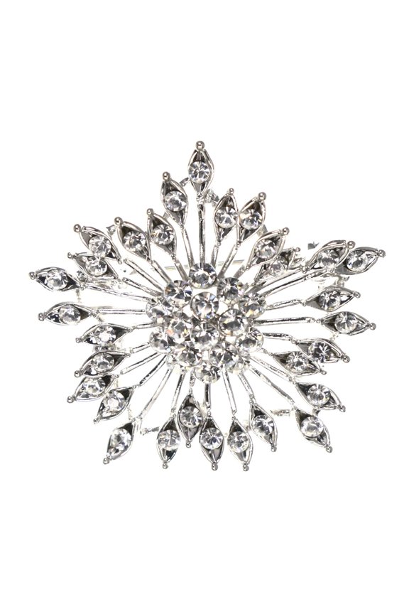 Flower Brooch-Pin Silver-Tone