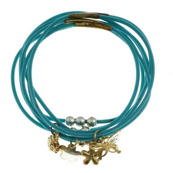 Mi Amore Flower Butterfly Ladybug Multiple-Bracelets Blue & Gold-Tone