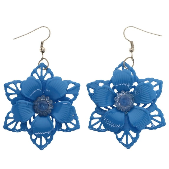 Mi Amore Flower Dangle-Earrings Blue