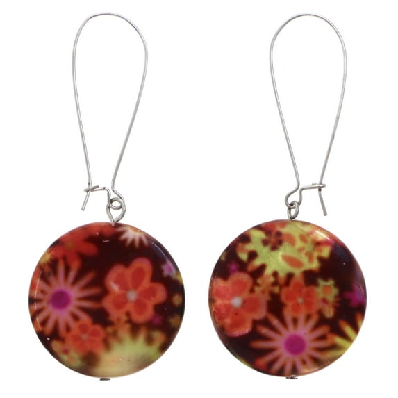 Mi Amore Flower Dangle-Earrings Brown/Orange
