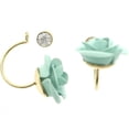 thumbnail image 1 of Mi Amore Flower Dangle-Earrings Gold-Tone/Green, 1 of 2