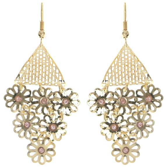 Mi Amore Flower Dangle-Earrings Gold-Tone