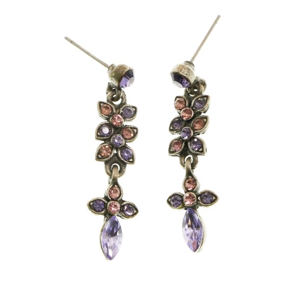 Mi Amore Flower Dangle-Earrings Silver-Tone/Purple