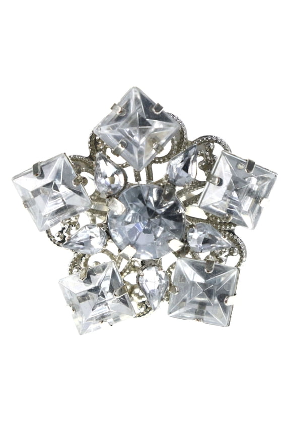 Flower Filigree Adjustable-Ring Silver-Tone Size: Adjustable