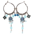 thumbnail image 1 of Mi Amore Flower Hoop-Earrings Silver-Tone/Blue, 1 of 2