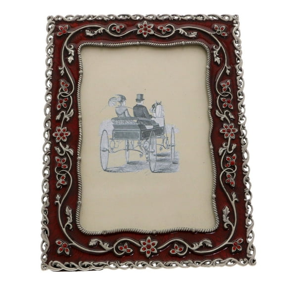Mi Amore Flower Picture-Frame Pewter/Red