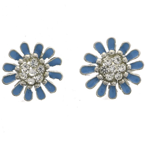 Mi Amore Flower Stud-Earrings Silver-Tone/Blue