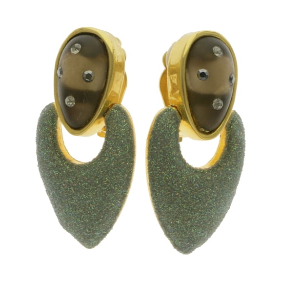 Mi Amore Glitter Clip-On-Earrings Brown/Green