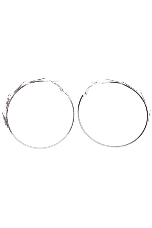 Glitter Sparkle Heart Hoop-Earrings Silver-Tone