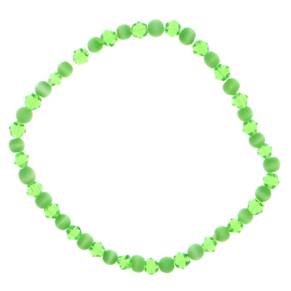 Mi Amore Green Beaded Ankle Stretch Bracelet With Spherical And Faceted Beads AN981-GREEN