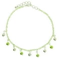 thumbnail image 1 of Mi Amore Green Chain Ankle Bracelet With Green Spherical And Silver-Tone Faceted Accent Charms AN112A-GREEN, 1 of 2