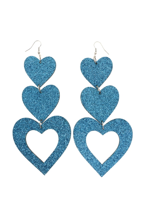 Heart Dangle-Earrings Blue