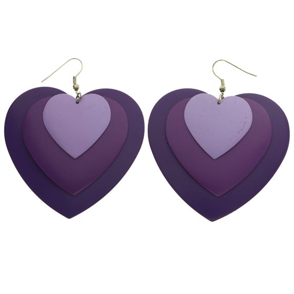 Mi Amore Heart Dangle-Earrings Purple