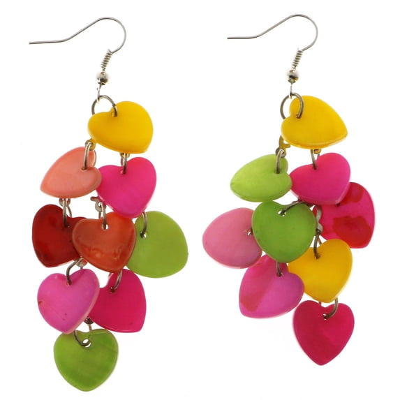Mi Amore Heart Dangle-Earrings Silver-Tone/Multicolor