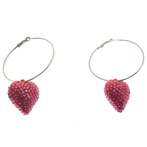 Mi Amore Heart Dangle-Earrings Silver-Tone/Red