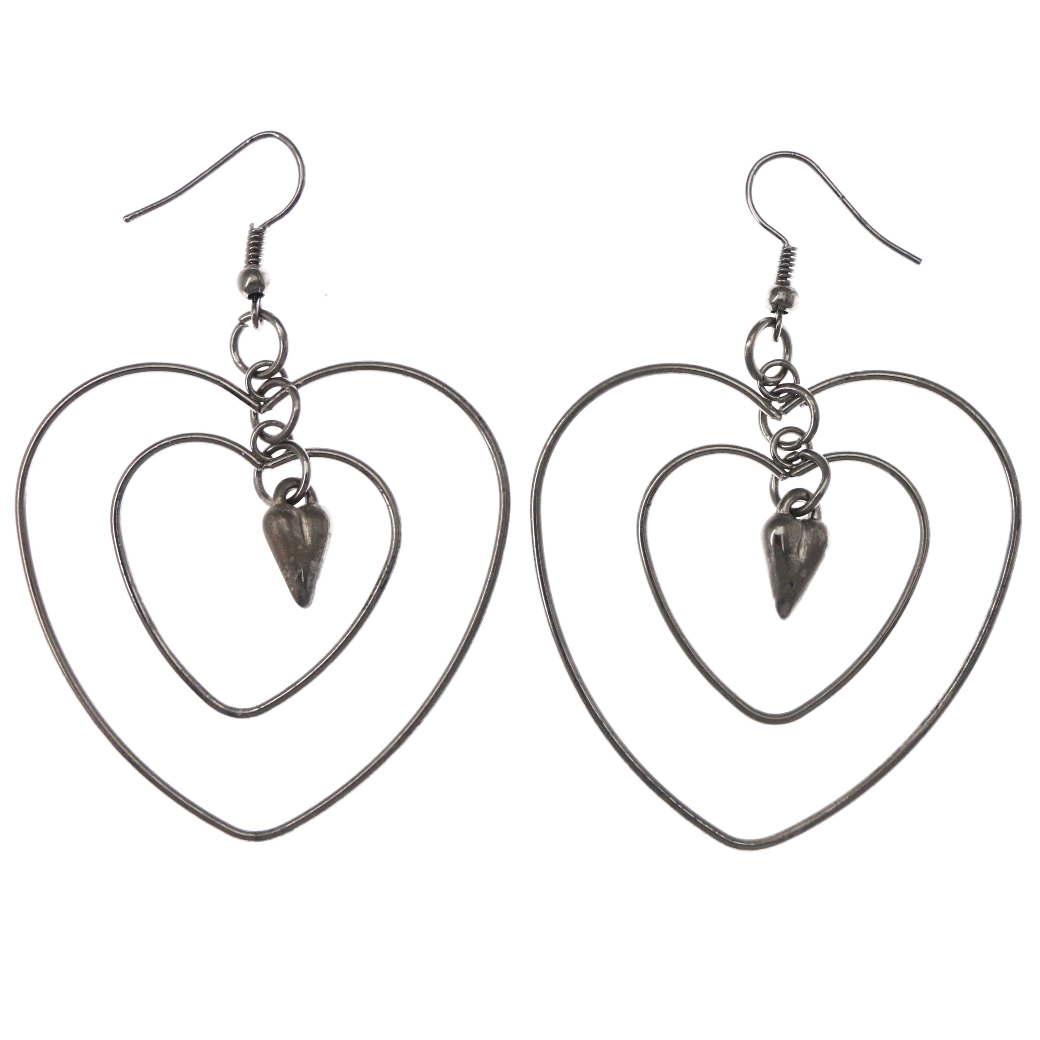Sterling Silver Heart Dangle Earrings For Women - 24mm .925 Silver Romantic Gift Earrings