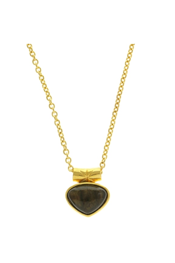 Heart Pendant-Necklace Gold-Tone/Brown