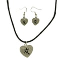 thumbnail image 1 of Mi Amore Heart With Asian Symbol Necklace-Earring-Set Black/Silver-Tone, 1 of 3