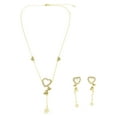 thumbnail image 1 of Mi Amore Hearts Adjustable Necklace-Earring-Set Gold-Tone & White, 1 of 3